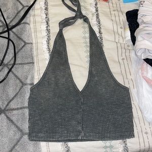 Womens halter crop top, dark grey never been worn!!